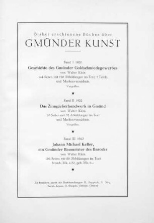 Bisher erschienene Bücher über Gmünder Kunst