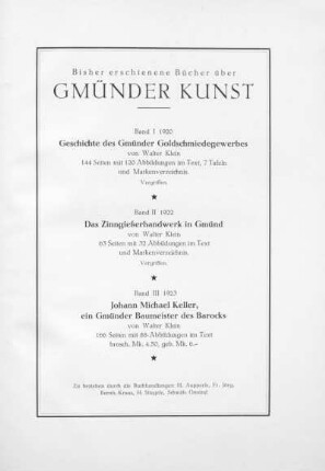 Bisher erschienene Bücher über Gmünder Kunst