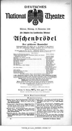 Aschenbrödel oder Der gläserne Pantoffel