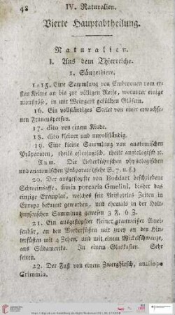 Vierte Hauptabtheilung. Naturalien (Nr. 1 - 1733)
