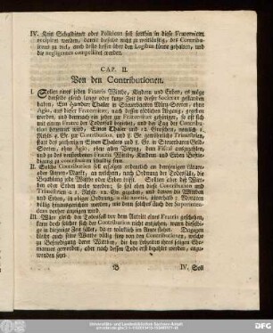 Cap. II. Von den Contributionen.