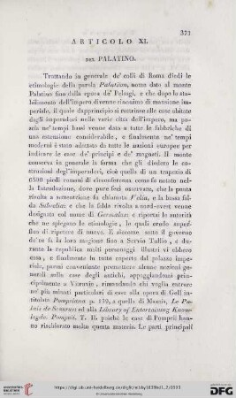 Articolo XI. Del Palatino
