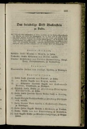Das freiadelige Stift Wallenstein zu Fulda