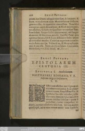 Eryci[i] Puteani Epistolarum Centuria III.