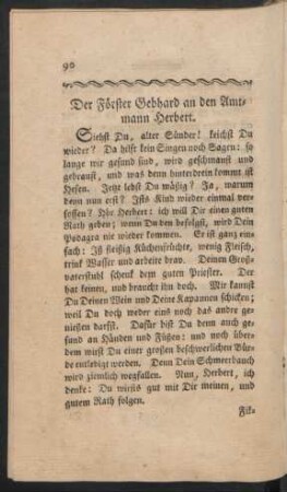 Der Förster Gebhard an den Amtmann Herbert.