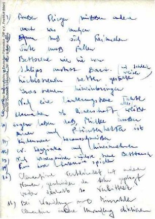 Notizen zum Drehbuch von Artur Brauner (handschriftliches Original und Abschrift)