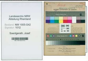 Entnazifizierung Josef Soentgerath , geb. 16.07.1893 (Kaufm.Angestellter)