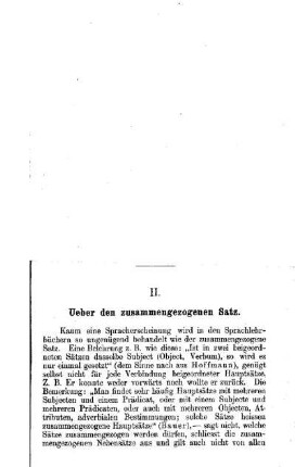 Ueber den zusammengezogenen Satz
