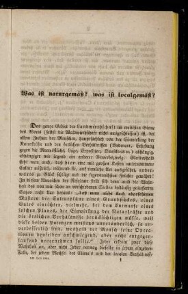 Was ist naturgemäß? was ist localgemäß?