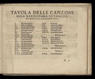 Tavola delle canzoni
