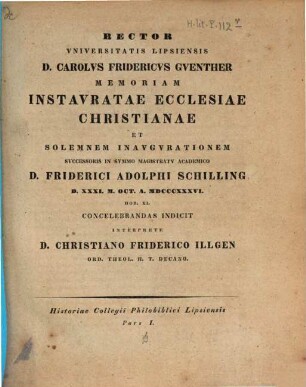 Historiae Collegii Philobiblici Lipsiensis, 1. (1836)