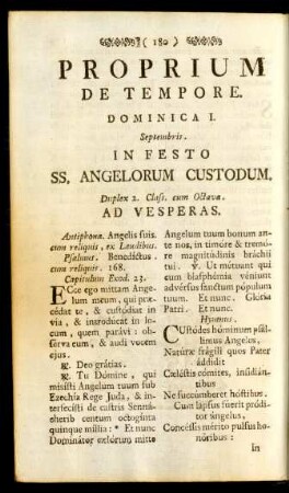 Proprium De Tempore. Dominica 1. Septembris. In Festo SS. Angelorum Custodum