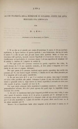 Alcune proprietà della superficie di rotazione avente per linea meridiana una lemniscata.