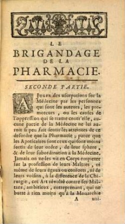 Le Brigandage De La Chirurgie, Ou La Medecine Opprimée Par Le Brigandage De La Chirurgie, 2