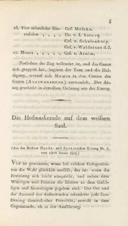 Die Hofmaskerade auf dem weissen Saal.