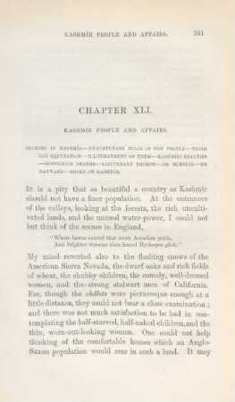 Chapter XLI. Kashmír people and affairs