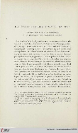 Les études d’histoire byzantine en 1905