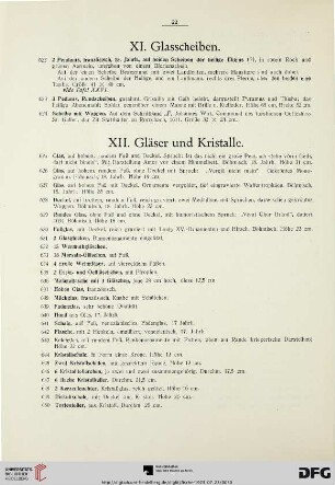 Glasscheiben, Gläser, Kristalle, Emaillen, Zinn, Plated Gegenstände, Waffen (Nr. 622-859)