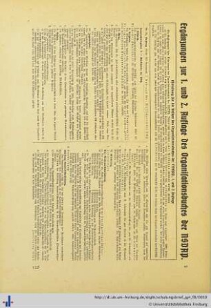 Ergänzungen zum Organisationsbuch der NSDAP.