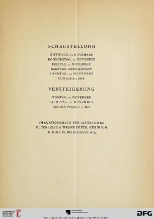 Schaustellung / Versteigerung