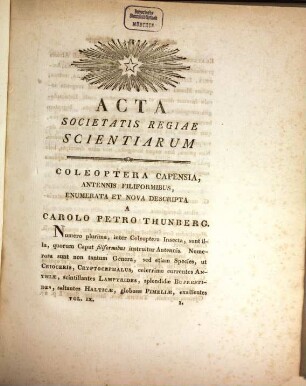 Nova acta Regiae Societatis Scientiarum Upsaliensis, 9. 1827