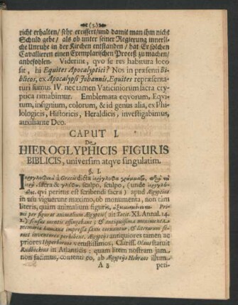 Caput I. De Hieroglyphicis Figuris Biblicis, universim atque singulatim.