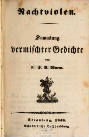 Nachtviolen : Sammlung vermischter Gedichte