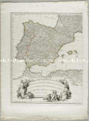 A Map of the Mediterranean Sea with the adjacent regions an seas in Europe, Asia and Africa