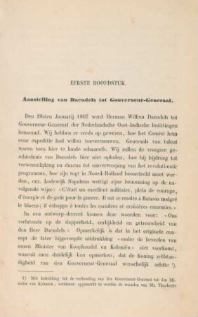 Eerste hoofdstuk. Aanstelling van Daendels tot gouverneur-generaal