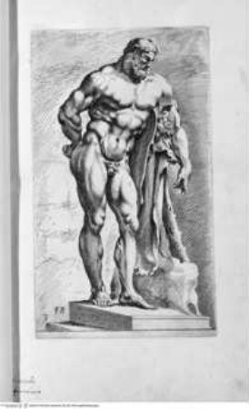 Segmenta nobilium signorum e[t] statuaru[m], quae temporis dentem invidium evasere, urbis aeternae ruinis erepta typis aeneis ab ce commissa perpetuae venerationis monumentum. (Romae) 1638 (1653)Tafel 3: Herkules Farnese - Illmo. D. D. Rogerio Duplesseis Dño. de Liancourt Marchioni de Montfort, comiti de la Rocheguion E.a. ... [Icones et] segmenta nobilium signorum et statuarum quae temporis dentem invidium evasere urbis aeternae ruinis erepta typis aeneis ab ce comissa perpetuae venerationis monumentum