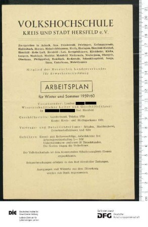 Programm Jahr 1959/1960