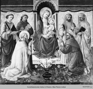 Madonna mit den Heiligen Laurentius, Antonius von Padua, Bonaventura, Franziskus, Cosmas und Damian