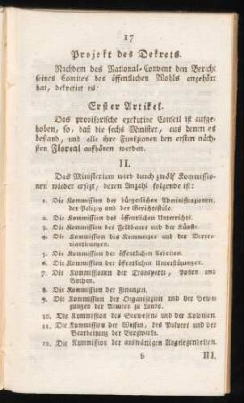 Projekt des Dekrets.