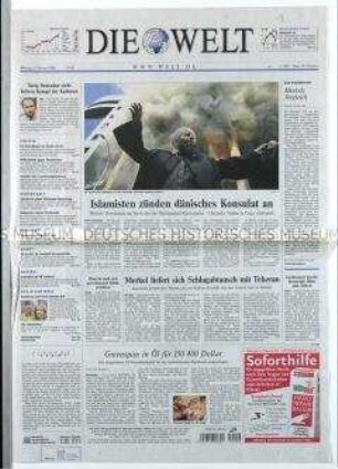 Tageszeitung "Die Welt" zum Anschlag auf das dänische Konsulat in Beirut wegen der Mohammed-Karikaturen in einer dänischen Zeitung