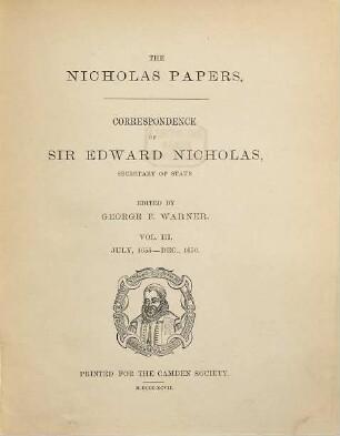 The Nicholas papers : correspondence of Sir Edward Nicholas, 3. July 1655 - Dec. 1656
