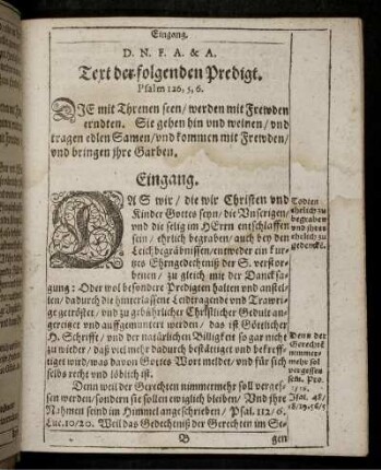 Text der folgenden Predigt. Psalm 126, v. 5. 6.