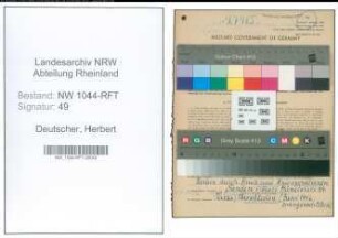 Entnazifizierung Herbert Deutscher , geb. 30.01.1904 (Landwirtschaftsangestellter)