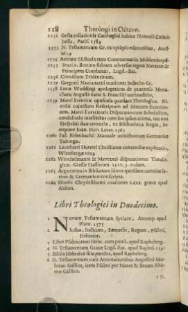118-128, Libri Theologici in Duodecimo.
