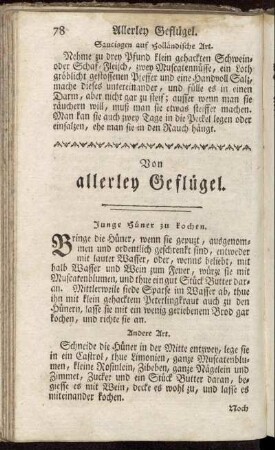 Von allerley Geflügel.