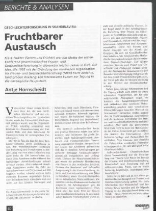 Geschlechterforschung in Skandinavien: Fruchtbarer Austausch