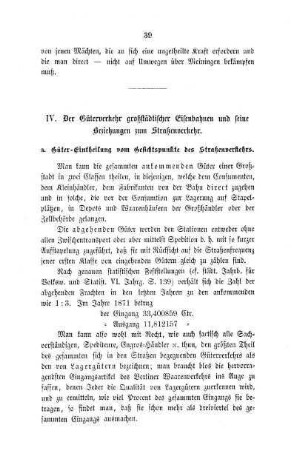 IV. Der Güterverkehr großstädtischer Eisenbahnen und seine Beziehungen zum Straßenverkehr