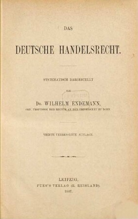 Das deutsche Handelsrecht : systemat. dargest.