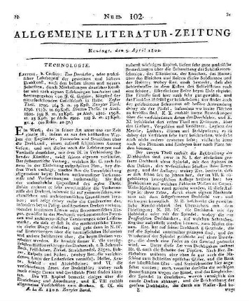 Geisler, J. G.: Der Drechsler oder Praktischer Lehrbegriff der gemeinen und höheren Drehkunst. T. 1-2. T. 3, Abt. 1-3. Leipzig: Crusius 1795-1801