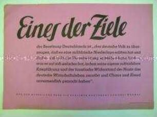 Maueranschlag mit Zitat aus der Erklärung der Alliierten zur Potsdamer Konferenz