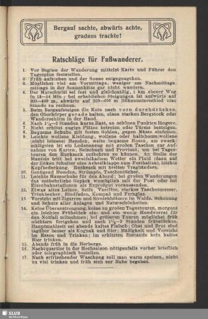 Ratschläge für Fußwanderer