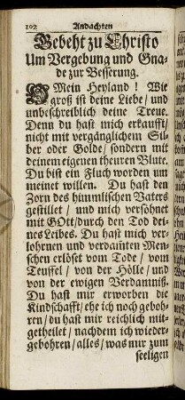 Gebeht zu Christo Um Vergebung und Gnade zur Besserung. - Buß-Gebeht und Bekäntniß der Sünden.