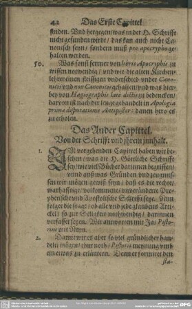 Das Ander Capittel. Von der Schrifft und ihrem innhalt