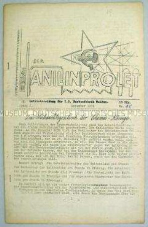 Kommunistische Betriebszeitung der I.G. Farbenfabrik Wolfen "Der Anilinprolet"