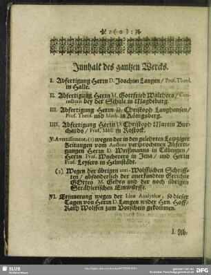 Inhalt des gantzen Wercks