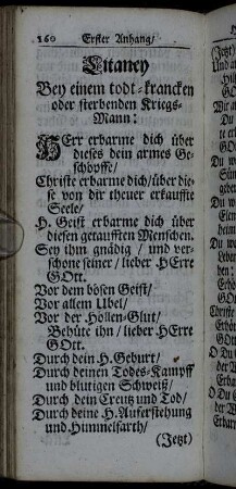 Litaney Bey einem todt-krancken oder sterbenden Kriegs-Mann:[...] - Valet-Seegen Eines sterbenden Kriegs-Manns.